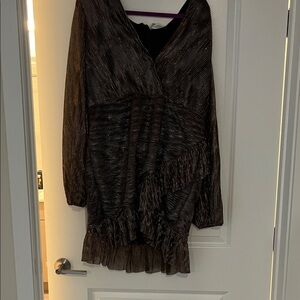 Showpo Shimmering Black Long Sleeve Dress